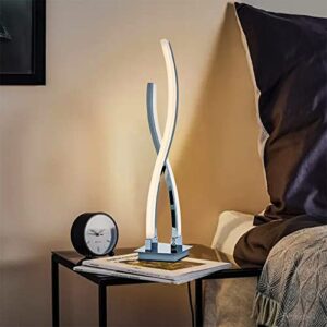 karmiqi dimmable led table lamp modern, touch control desk lamp, arc minimalist contemporary bedside lamps for bedroom reading living room