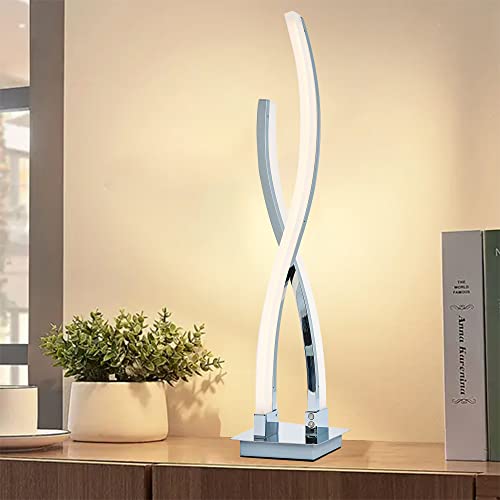 KARMIQI Dimmable LED Table Lamp Modern, Touch Control Desk Lamp, Arc Minimalist Contemporary Bedside Lamps for Bedroom Reading Living Room