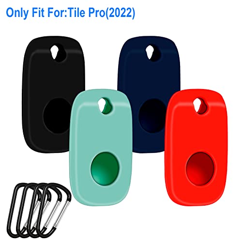 Protection Case for Tile Pro 2022 Tracker,4Pack Silicone Soft Cover Bluetooth Tracker with Keychain,Keys Finder & Item Locator Scratch Resistant Sleeve Skin Keys,Bags, Blue+Green+Red+Black