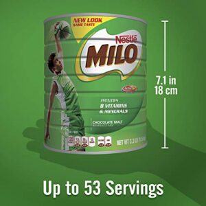 NESTLÉ MILO Chocolate Malt Beverage Mix, 3.3 Pound Can (1.5kg) | Fortified Powder Energy Drink