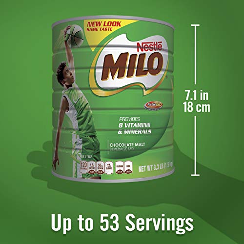 NESTLÉ MILO Chocolate Malt Beverage Mix, 3.3 Pound Can (1.5kg) | Fortified Powder Energy Drink