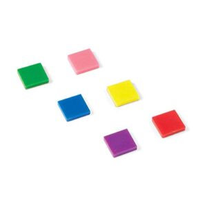 hand2mind Plastic Square with 7 Color Tiles, Color Sorting, Math Counters, Counting Manipulatives, Colored Plastic Squares, Math Manipulatives, Bingo Chips, Game Tokens, Tiles Learning (Set of 400)