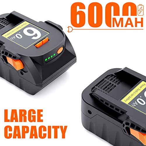 [Upgraded] 6.0Ah 18V Replacement Battery Compatible with RIDGID 18V Drill Battery R840085 R840086 R840087 R840083 R840084 AC840087P AC840086 AC840085 Power Tool Replacement Battery for RIDGID (2Pack)