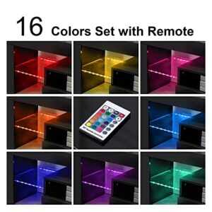 Bonzy Home LED TV Stand for 65 Inch TV Entertainment Center Black TV Stand with 16 Colors RGB Light and RF Remote Control Modern TV Media Console for Living Room Bedroom