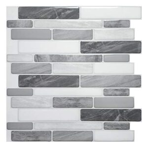 art3d 10-sheet self adhesive backsplash, 12 in. x 12in. grey marble design 3d wall panels (a17012p10)