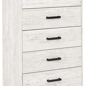 Signature Design by Ashley Shawburn Modern Farmhouse 5 Drawer Chest of Drawers, Two-Tone Whitewash