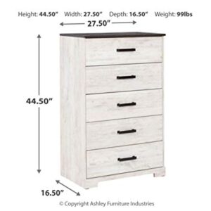 Signature Design by Ashley Shawburn Modern Farmhouse 5 Drawer Chest of Drawers, Two-Tone Whitewash