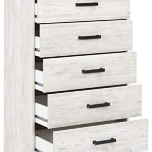 Signature Design by Ashley Shawburn Modern Farmhouse 5 Drawer Chest of Drawers, Two-Tone Whitewash