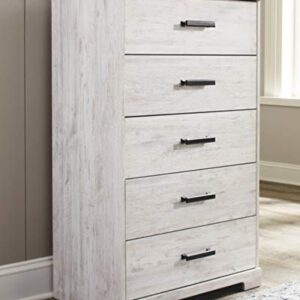 Signature Design by Ashley Shawburn Modern Farmhouse 5 Drawer Chest of Drawers, Two-Tone Whitewash