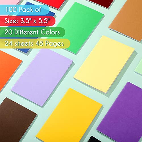 100/200 Packs Mini Notebooks Colorful Lined Small Pocket Notebook Blank Marriage Memos Notepad Set Mini Notepads for School Students Kids Sketch Drawing Supplies, 3.5 x 5.5 Inch, 20 Colors(100 Packs)
