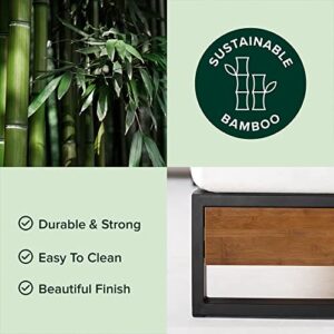 ZINUS GOOD DESIGN Award Winner Suzanne 6 Inch Bamboo and Metal Platforma Bed Frame / No Box Spring Needed / Wood Slat Support, Chestnut Brown, Queen