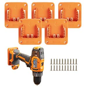 5 packs tools drill mount holder, fit for ridgid 18v li-ion drill tools holder dock hanger with 20 screws(no tool)