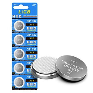 licb 5 pack cr1632 battery, long-lasting & high capacity cr 1632 lithium batteries for car remote & key fob,3v coin & button cell