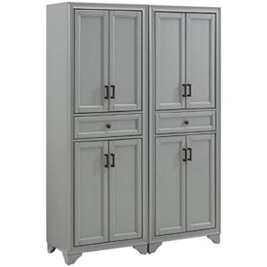 crosley furniture tara 2-piece pantry set, distressed gray