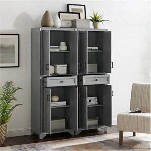 Crosley Furniture Tara 2-Piece Pantry Set, Distressed Gray