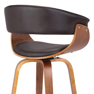 Armen Living Julyssa Mid-Century Swivel Counter Height Barstool, 26", Brown