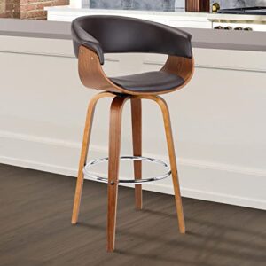 Armen Living Julyssa Mid-Century Swivel Counter Height Barstool, 26", Brown