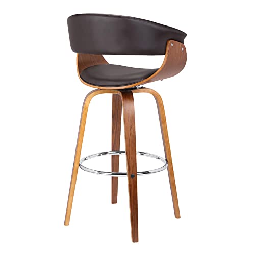 Armen Living Julyssa Mid-Century Swivel Counter Height Barstool, 26", Brown