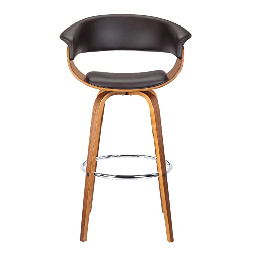 Armen Living Julyssa Mid-Century Swivel Counter Height Barstool, 26", Brown