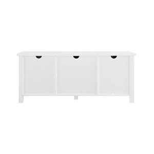 Walker Edison Buren Classic Grooved Door TV Stand for TVs up to 65 Inches, 58 Inch, Solid White
