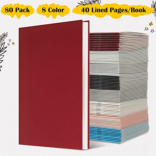 80 Pack A5 Composition Notebooks 40 Pages Colorful Journals Notebooks Soft Cover Notebooks Lined Blank Travel Journals Notebooks for Kids School Students Traveler Office Supplies, 8.3 x 5.8 Inches
