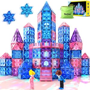 diamond magnetic tiles girl toys age 6-7 6-8 3-5, frozen toys for girls, birthday gifts & toys for 3 4 5 6 7 8+ year old girls & boys, magnetic building blocks princess toys