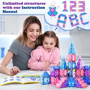 Diamond Magnetic Tiles Girl Toys Age 6-7 6-8 3-5, Frozen Toys for Girls, Birthday Gifts & Toys for 3 4 5 6 7 8+ Year Old Girls & Boys, Magnetic Building Blocks Princess Toys
