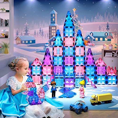 Diamond Magnetic Tiles Girl Toys Age 6-7 6-8 3-5, Frozen Toys for Girls, Birthday Gifts & Toys for 3 4 5 6 7 8+ Year Old Girls & Boys, Magnetic Building Blocks Princess Toys
