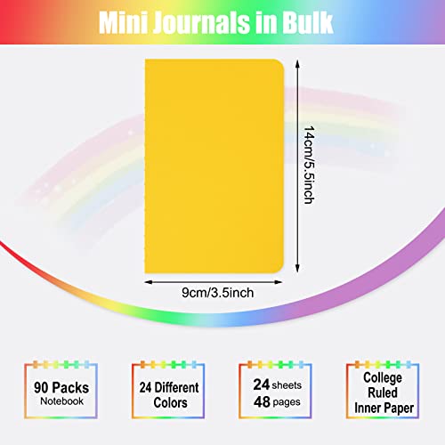 EOOUT 90pcs Mini Notebooks, Small Notebooks Bulk, Colorful Lined Notepad, Journal Memo Notepad, 3.5"x5.5", 24 Colors for Kids, Students, Traveler, School Supplies