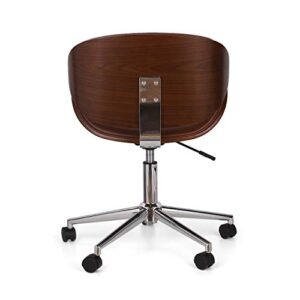 Christopher Knight Home Dawson ARMLESS Office Chair, Cognac Brown + Chrome + Walnut