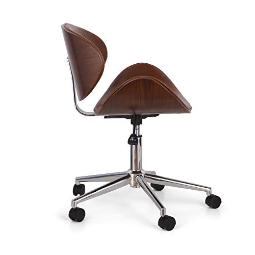 Christopher Knight Home Dawson ARMLESS Office Chair, Cognac Brown + Chrome + Walnut