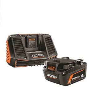 ridgid 18v lithium-ion max output 4.0 ah battery and charger starter kit