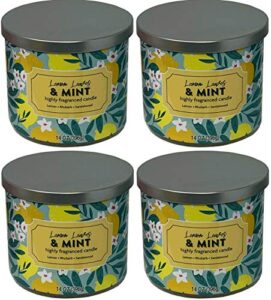mainstays 14oz lemon leaves and mint candle 4-pack