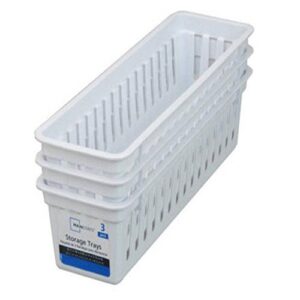 slim plastic storage trays baskets in white- set of 3