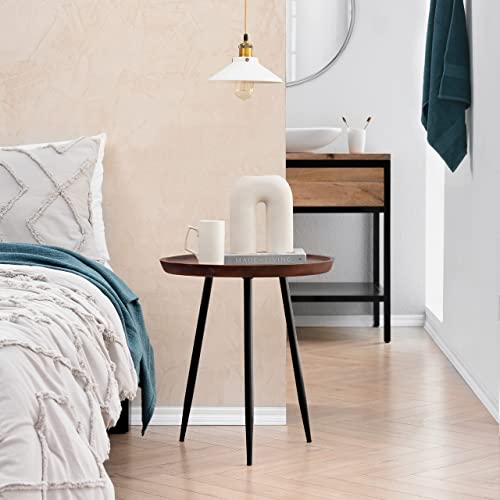 MH London Side Table - Dilan Tri Pin Small Table. Exclusively Designed Hand-Crafted Small Nightstand. Solid Wood Round End Table. Contemporary Accent Table for Bedrooms, Living Rooms and Home Office