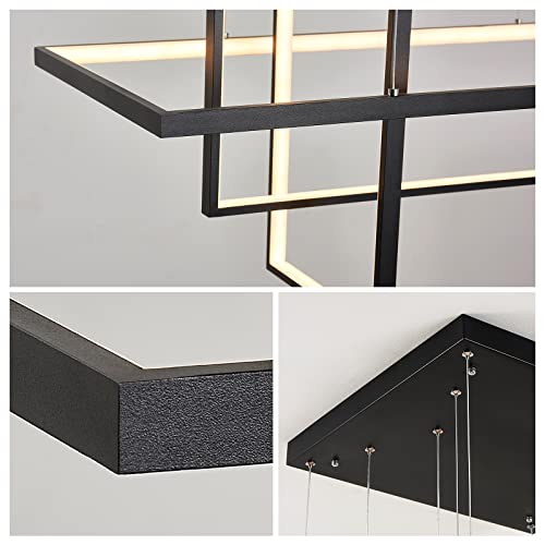 Leniure Black Square Cube LED Light Pendant Lamp Chandelier Lighting Fixture 34" Wide 16" Deep 20" High, Warm White 3000K