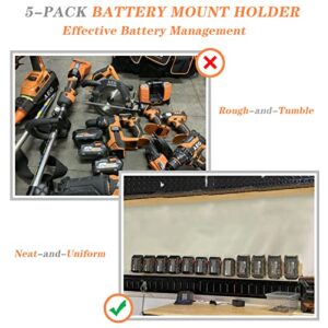 Crivnhar 5 Pack Battery Holder for RIDGID 18V Battery Mounts Dock Holder Fit for L1815R B1820R L1830R B1830R B1820 R840084 AC840084 AC840083(w/20 Screws, No Battery)