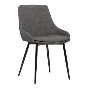armen living mia contemporary upholstered dining chair with metal legs, height, charcoal