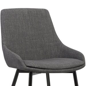 Armen Living Mia Contemporary Upholstered Dining Chair with Metal Legs, Height, Charcoal