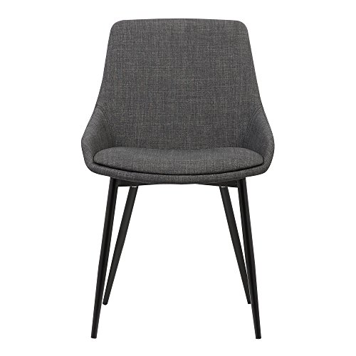 Armen Living Mia Contemporary Upholstered Dining Chair with Metal Legs, Height, Charcoal