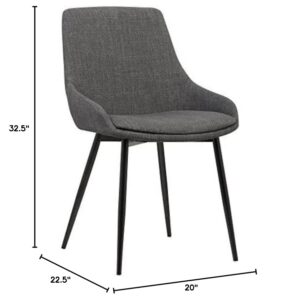 Armen Living Mia Contemporary Upholstered Dining Chair with Metal Legs, Height, Charcoal