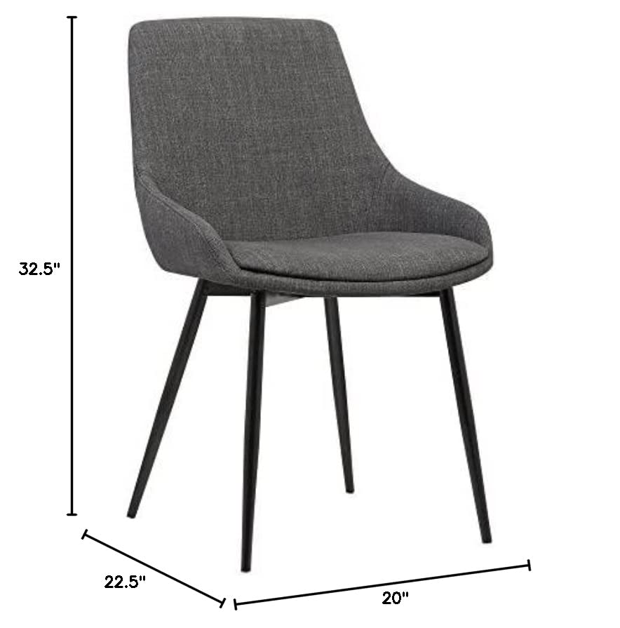 Armen Living Mia Contemporary Upholstered Dining Chair with Metal Legs, Height, Charcoal