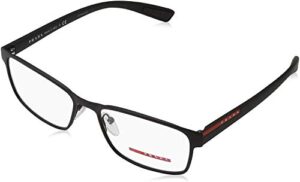 prada linea rossa lifestyle ps 50gv dg01o1 black rubber metal rectangle eyeglasses 55mm