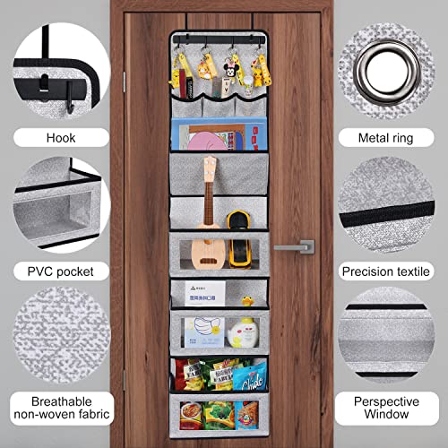 VICTOR'S Super Practical Functional Door Over Hanging Organizer,Behind The Door Storage Organizer with Door Hook and Large Clear Windows, Hanging Wall File Organizer (1 Pack C-Silk-Grey)