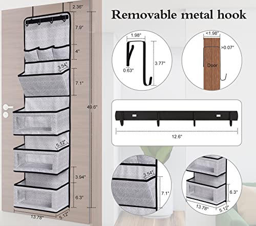 VICTOR'S Super Practical Functional Door Over Hanging Organizer,Behind The Door Storage Organizer with Door Hook and Large Clear Windows, Hanging Wall File Organizer (1 Pack C-Silk-Grey)