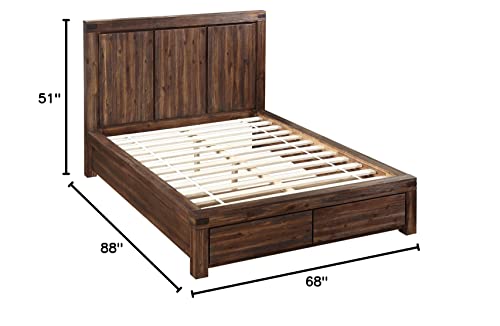 Modus Furniture Solid-Wood Bed, Queen, Meadow - Brick Brown