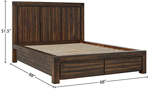 Modus Furniture Solid-Wood Bed, Queen, Meadow - Brick Brown