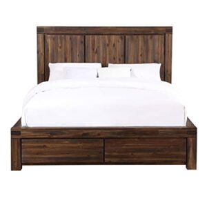 Modus Furniture Solid-Wood Bed, Queen, Meadow - Brick Brown