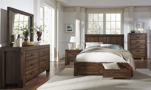 Modus Furniture Solid-Wood Bed, Queen, Meadow - Brick Brown