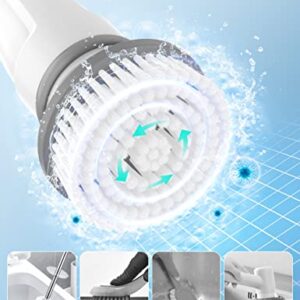 Electric Spin Scrubber, Voweek Cordless Cleaning Brush with Adjustable Extension Arm 4 Replaceable Cleaning Heads, Power Shower Scrubber for Bathroom, Tub, Tile, Floor